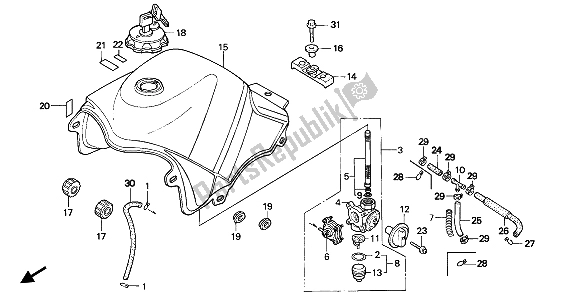 All parts for the Fuel Tank of the Honda XL 600V Transalp 1994