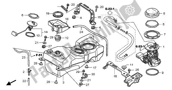 Wszystkie części do Zbiornik Paliwa Honda GL 1800A 2001