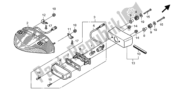 All parts for the Taillight of the Honda CB 600F Hornet 2007