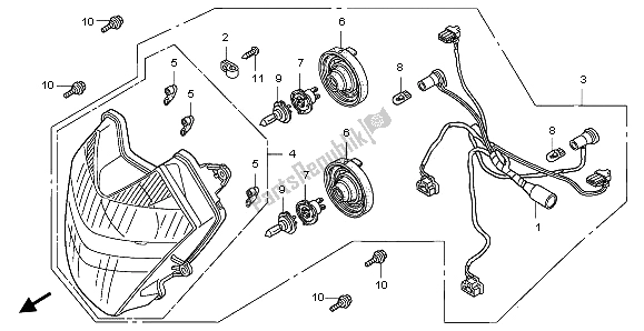 Alle onderdelen voor de Koplamp (eu) van de Honda FJS 600D 2006