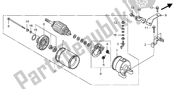 All parts for the Starting Motor of the Honda TRX 400 EX 2007