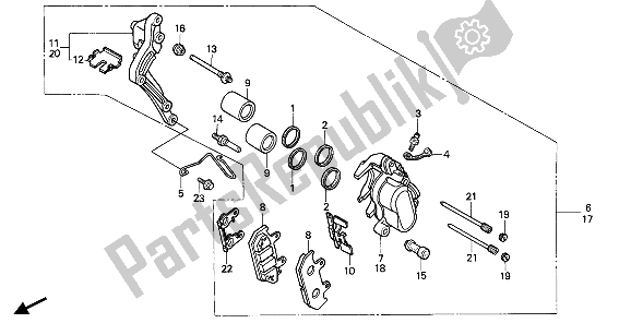 All parts for the Front Brake Caliper of the Honda CB 450S 1986