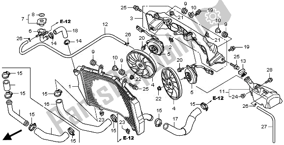 All parts for the Radiator of the Honda VFR 1200F 2011