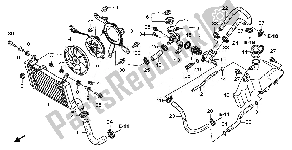 Alle onderdelen voor de Radiator van de Honda NT 700V 2008