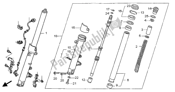 All parts for the Front Fork of the Honda CB 1300F 2003