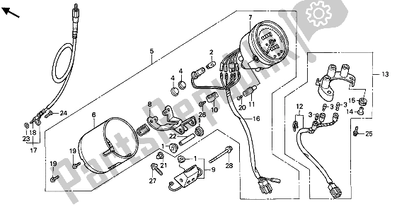 All parts for the Meter (kmh) of the Honda VT 600 1992