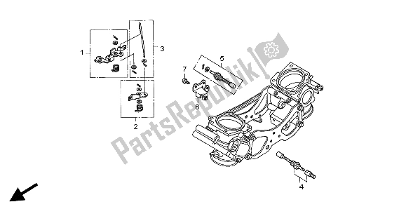 All parts for the Throttle Body (component Parts) of the Honda XL 1000 VA 2004