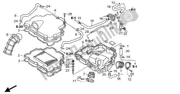 All parts for the Air Cleaner of the Honda NT 650V 2001