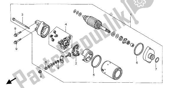 All parts for the Starting Motor of the Honda VTR 1000 SP 2002