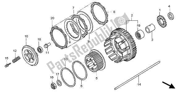 Todas as partes de Embreagem do Honda VFR 800 FI 1998