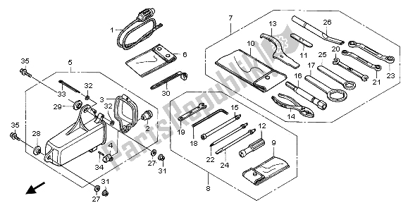 Alle onderdelen voor de Hulpmiddelen van de Honda RVF 750R 1996