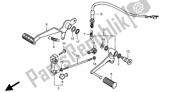 All parts for the Brake Pedal & Change Pedal of the Honda CB 600F Hornet 1999