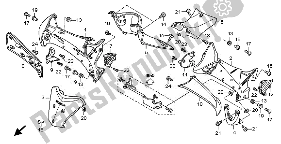 All parts for the Main Pipe Cover & Leg Shield of the Honda ANF 125 2008