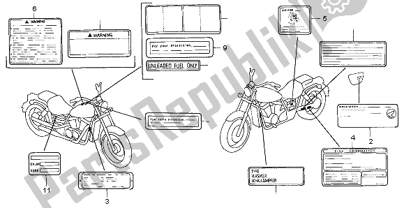 Tutte le parti per il Etichetta Di Avvertenza del Honda VT 1100C2 1999