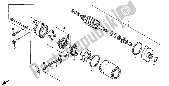 All parts for the Starting Motor of the Honda XL 1000V 2008