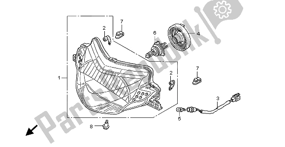 Alle onderdelen voor de Koplamp van de Honda ANF 125 2009