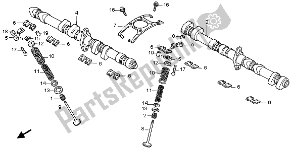 All parts for the Cam Shaft & Valve of the Honda CBR 1000F 1999