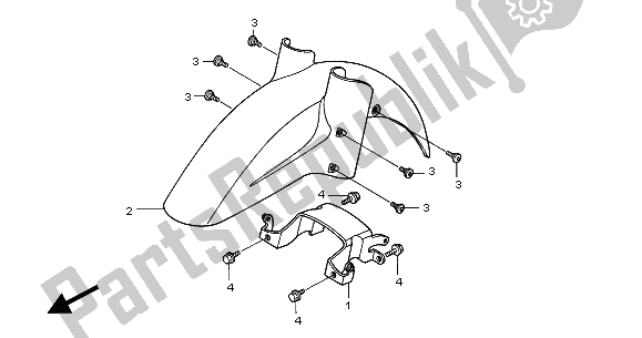 All parts for the Front Fender of the Honda XL 1000V 2000