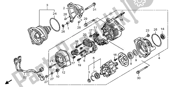 All parts for the Generator of the Honda ST 1300A 2010