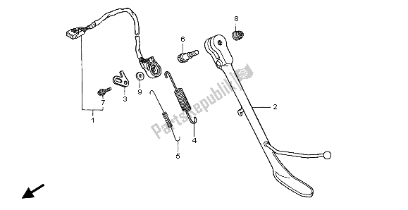 All parts for the Side Stand of the Honda GL 1500C 1999