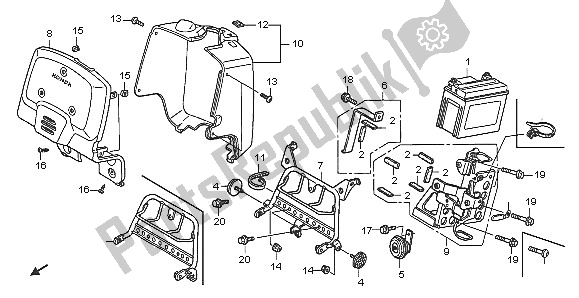 All parts for the Front Cover & Battery of the Honda NPS 50 2005