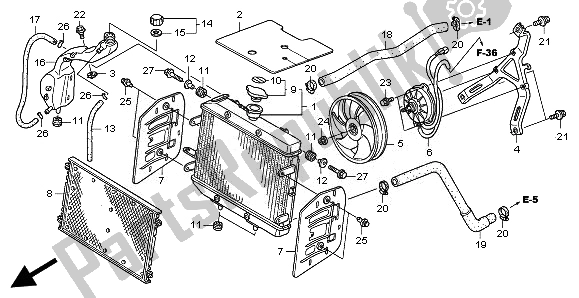 All parts for the Radiator of the Honda TRX 680 FA Fourtrax Rincon 2010