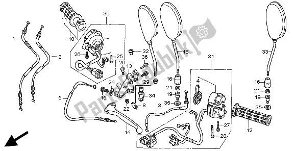All parts for the Switch & Cable of the Honda CB 500S 1999