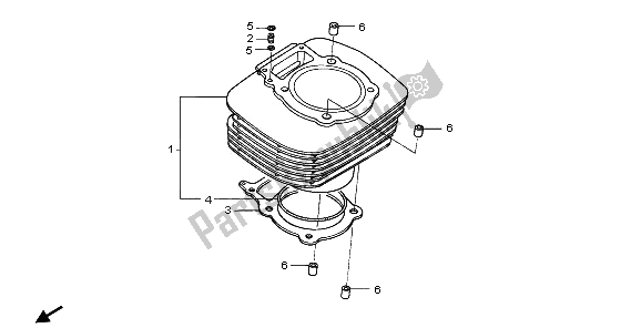 All parts for the Cylinder of the Honda TRX 400 FA Fourtrax Rancher AT 2006