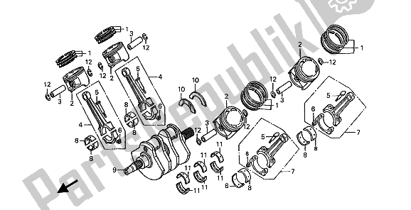 Todas las partes para Cigüeñal Y Pistón de Honda ST 1100 1991