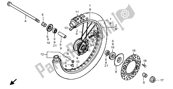 All parts for the Front Wheel of the Honda CR 80 RB LW 1999
