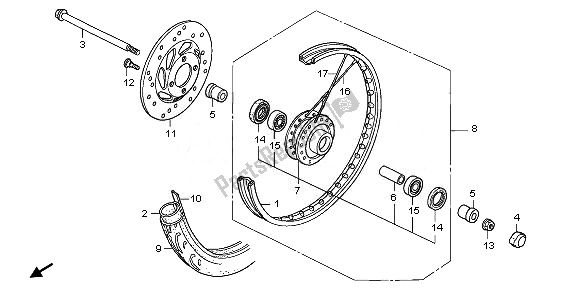 All parts for the Front Wheel of the Honda ANF 125 2011