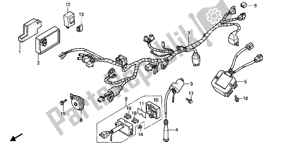 Tutte le parti per il Cablaggio E Bobina Di Accensione del Honda NX 650 1988