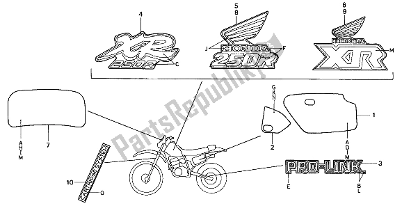 Todas las partes para Emblema Y Marca de Honda XR 250R 1990