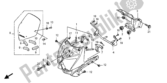 All parts for the Front Cowl of the Honda CBF 125M 2013