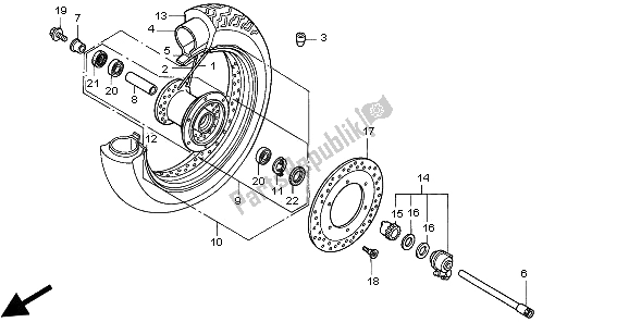 All parts for the Front Wheel of the Honda VT 750C 1997