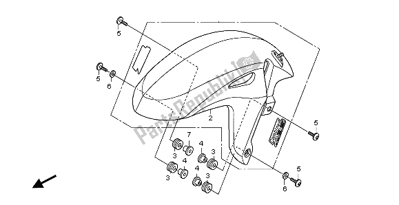 All parts for the Front Fender of the Honda CB 600F Hornet 2007