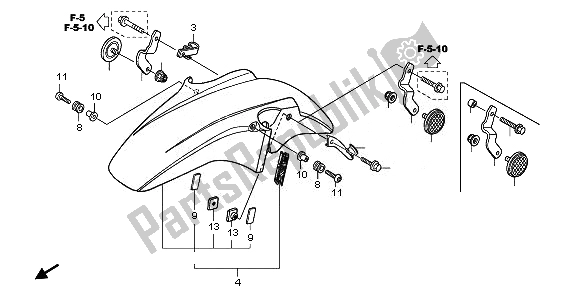 Tutte le parti per il Parafango Anteriore del Honda CBF 1000 FA 2011