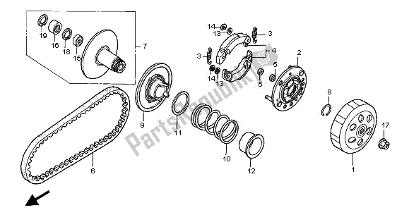 All parts for the Driven Face of the Honda NPS 50 2010