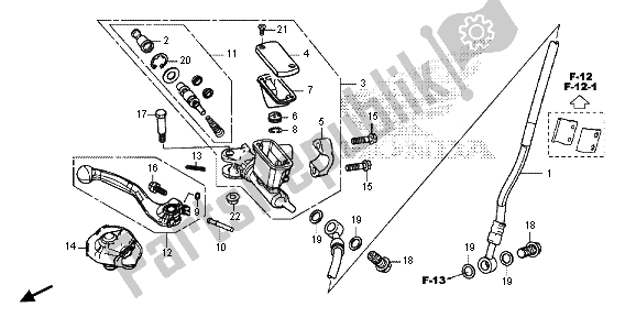 All parts for the Front Brake Master Cylinder of the Honda CRF 450R 2015