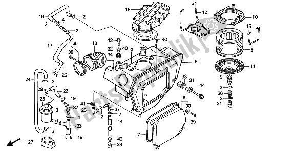 All parts for the Air Cleaner of the Honda NX 650 1992