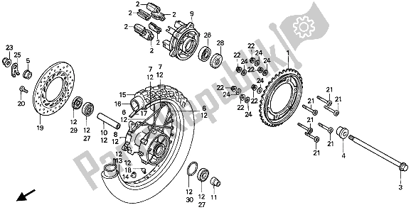 All parts for the Rear Wheel of the Honda NX 650 1993