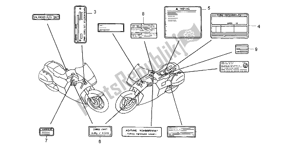 All parts for the Caution Label of the Honda ST 1100 2000