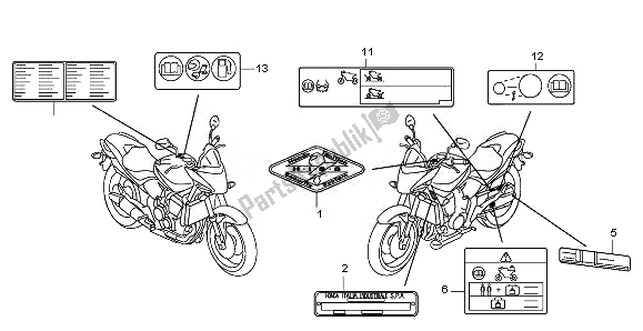 All parts for the Caution Label of the Honda CB 600 FA Hornet 2011