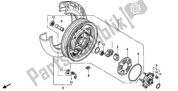 Toutes les pièces pour le Roue Arrière du Honda PC 800 1989