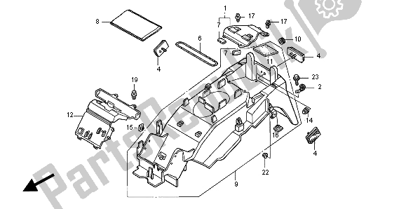 Tutte le parti per il Parafango Posteriore del Honda VFR 800 FI 1998