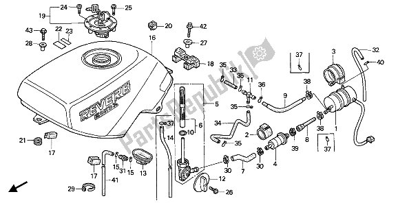 All parts for the Fuel Tank of the Honda NTV 650 1993