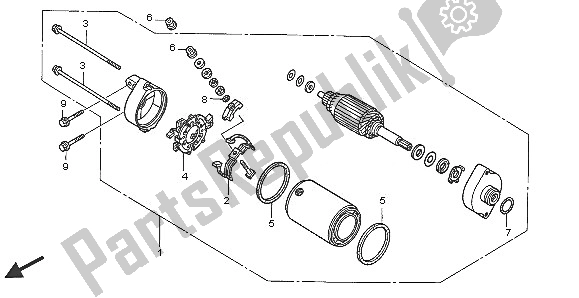 All parts for the Starting Motor of the Honda VTX 1300S 2005