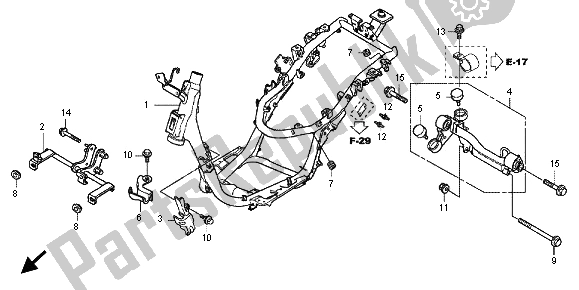 All parts for the Frame Body of the Honda SH 150 2012