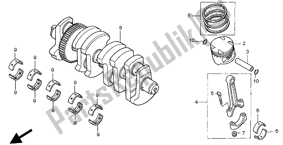 All parts for the Crankshaft & Piston of the Honda CB 750F2 1998