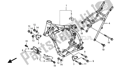 Alle onderdelen voor de Frame Lichaam van de Honda CRF 150 RB LW 2014